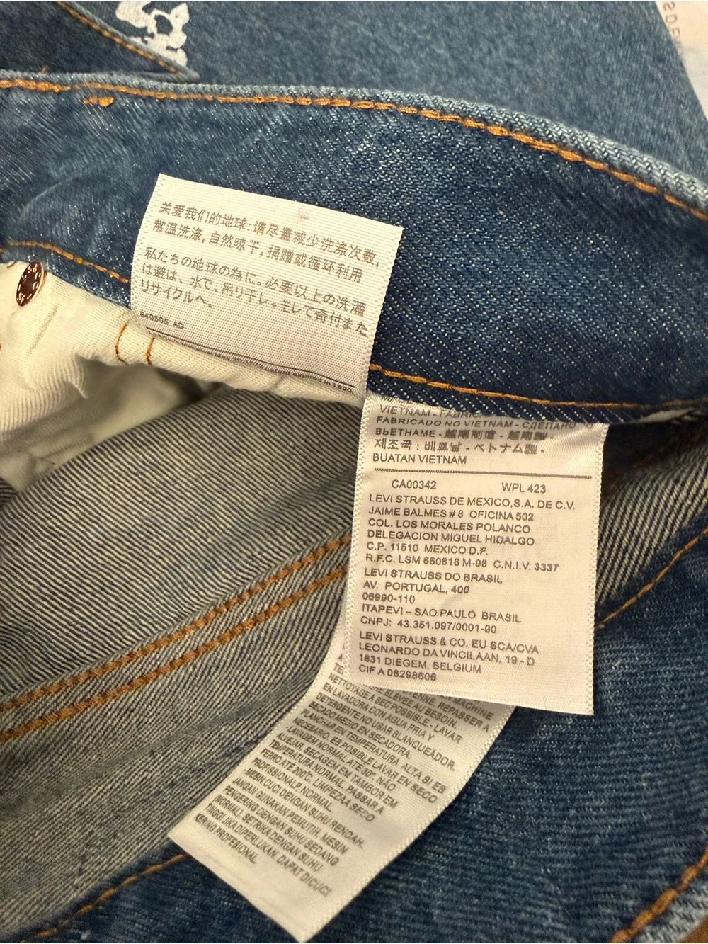 Women’s Blue Denim Jeans with White Floral Print